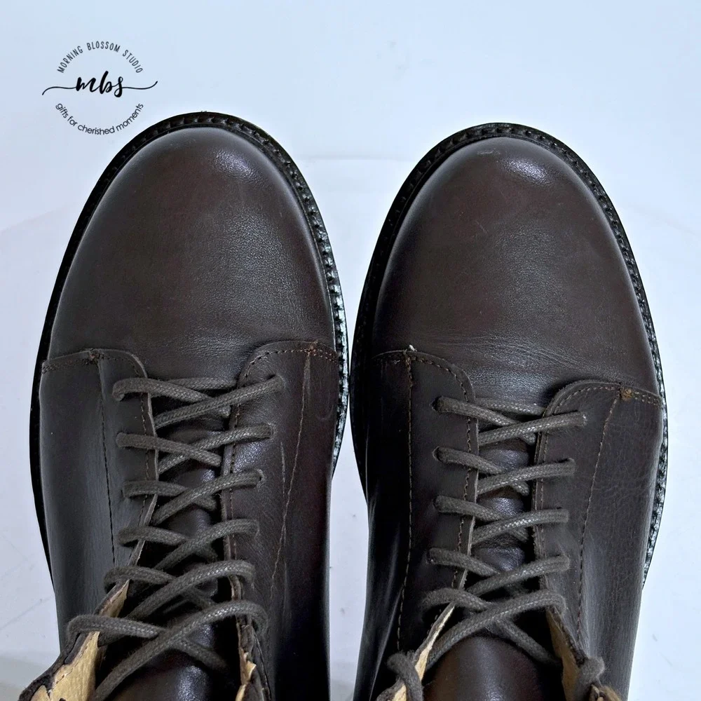 Doppelgänger Roma Made in Italy Leather Lace Up Ankle Boots Brown Men 7.5‎